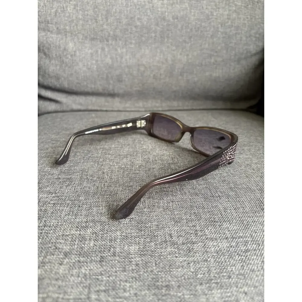 Beausoleil Paris Womens Y2K Small‎ Rectangle Purple Jeweled Sunglasses 205 04